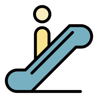 Havaalanı yürüyen merdiven simgesi renk ana hatları vektörü