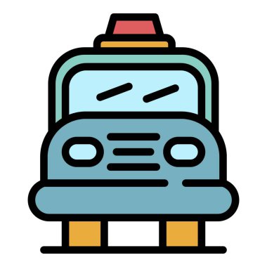 Araba havalimanı çantaları simge rengi ana hatları vektörü