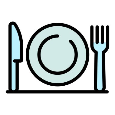 Mutfak yemekleri simgesi renk ana hatları vektörü