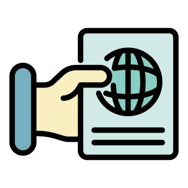 Pasaport denetim simgesi renk dış hat vektörü