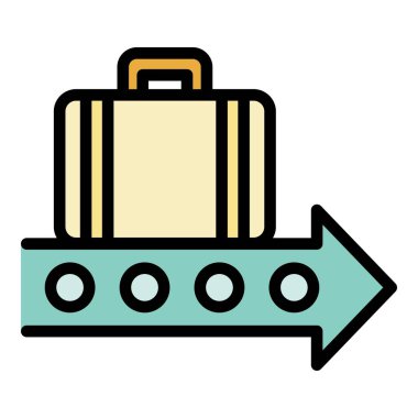 Seyahat çantası hareket simgesi renk ana hatları vektörü