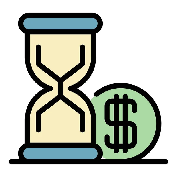 Hourglass prêt d'argent icône couleur contour vecteur — Image vectorielle
