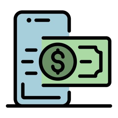 Gelir para telefonu simgesi renk ana hatları vektörü