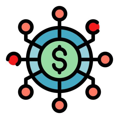 Kitle finansmanı şeması renk ana hatları vektörü