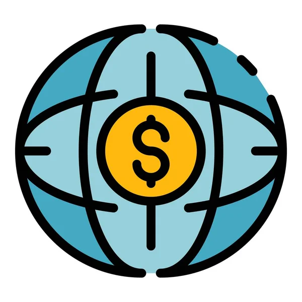 Dinero global icono color contorno vector — Archivo Imágenes Vectoriales