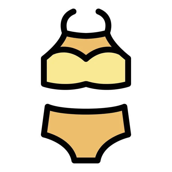 Bra swimsuit ícone cor contorno vetor — Vetor de Stock