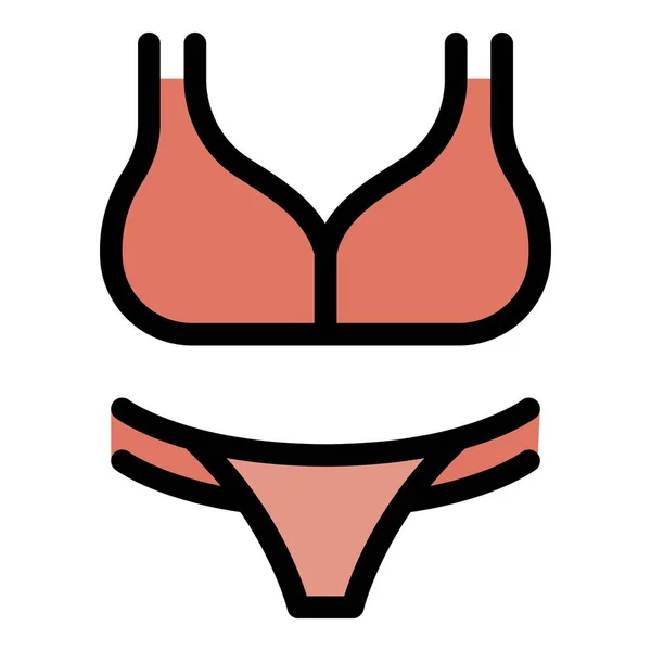 Bikini swimsuit ícone cor contorno vetor —  Vetores de Stock