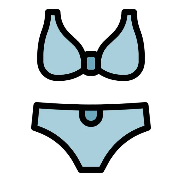 夏季泳衣图标颜色轮廓矢量 — 图库矢量图片