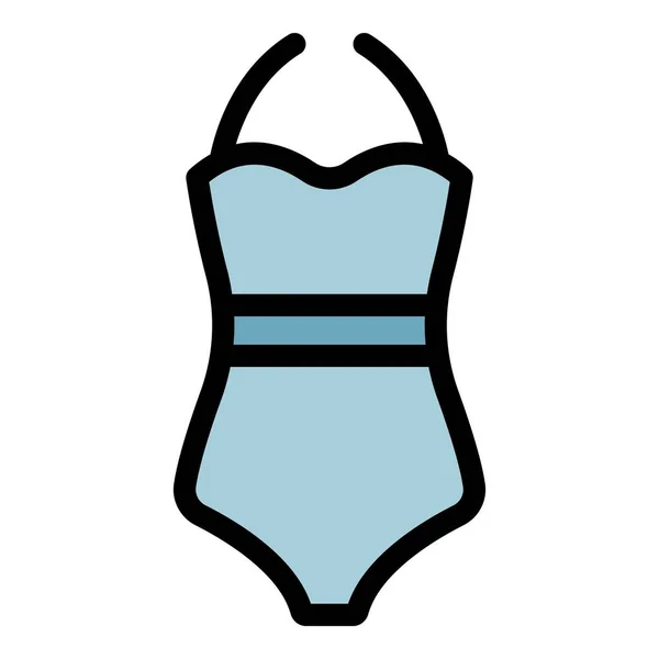Heiße Badeanzug-Symbol Farbe Umrissvektor — Stockvektor