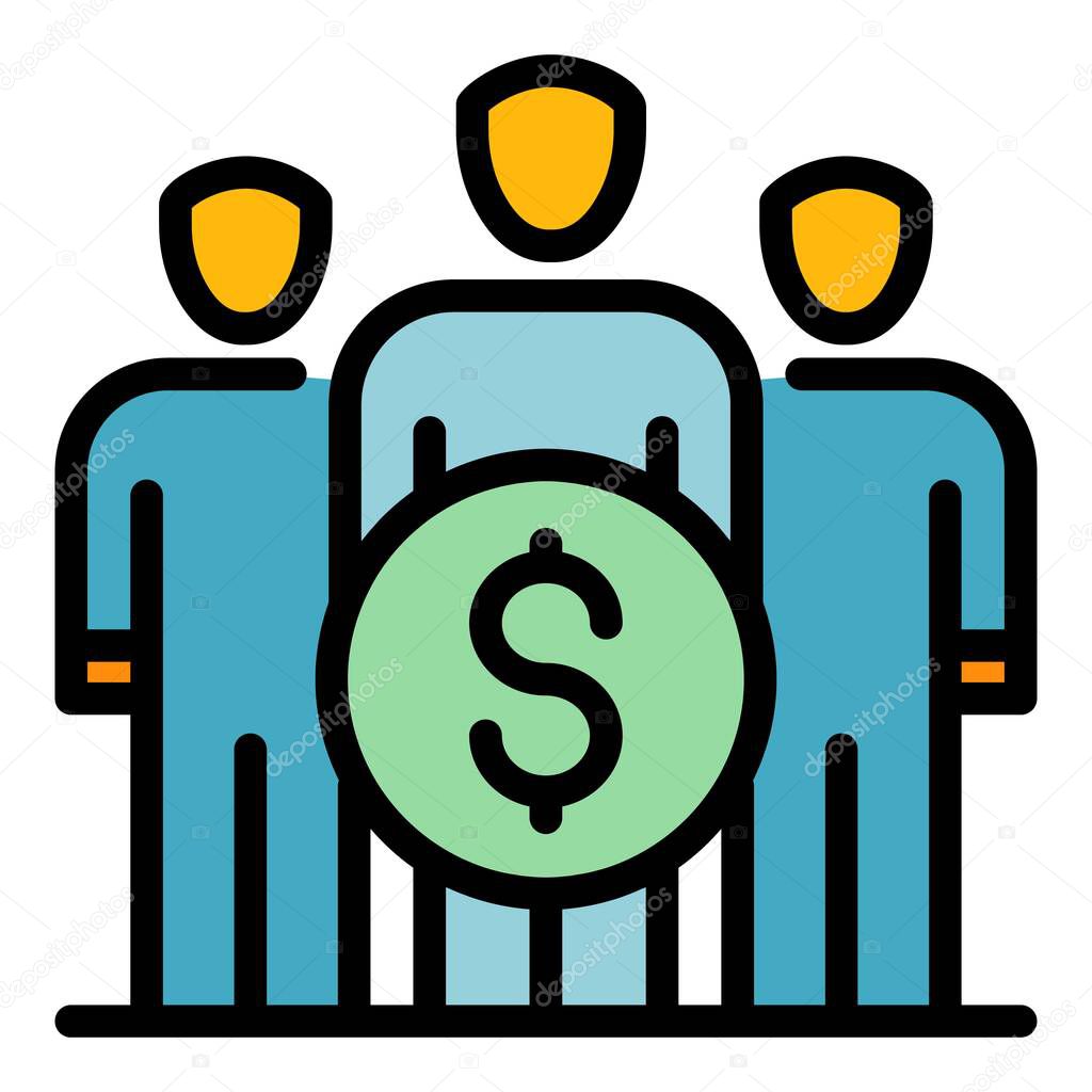 Group money crowdfunding icon color outline vector