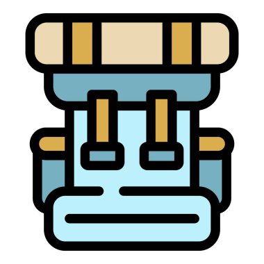 Kamp sırt çantası simgesi renk ana hatları vektörü