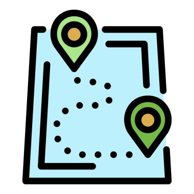 Yürüyüş yolu simgesi renk ana hatları vektörü