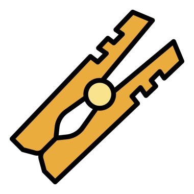 Giysi iğneleri simge rengi ana hatları vektörü