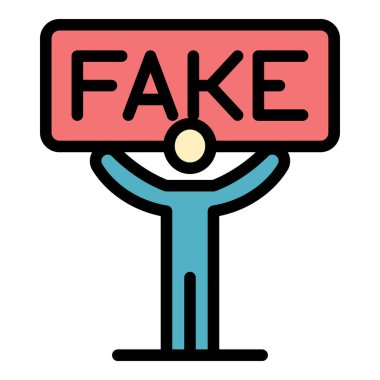 Sahte haber panosu simgesi renk ana hatları vektörü