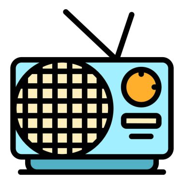 Radyo modern haber simgesi renk ana hatları vektörü