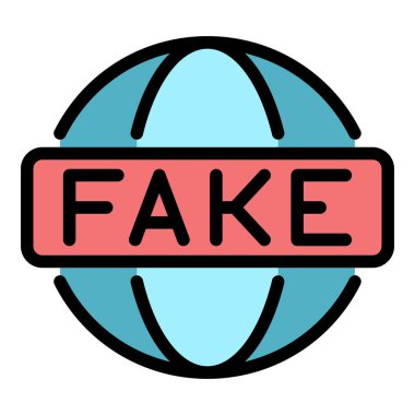 Sahte küresel ortam simgesi renk ana hatları vektörü