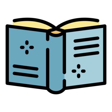 Kitap kapağını aç İleri simge renk ana hatları vektörü