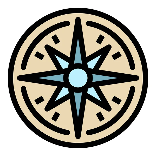 Hand kompas pictogram kleur omtrek vector — Stockvector