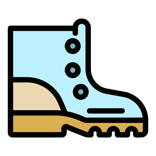 Hiking icono de la bota color contorno vector — Vector de stock