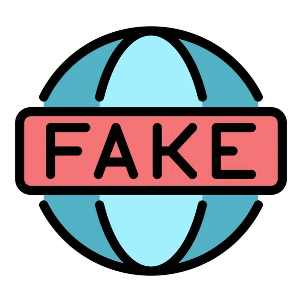 Vetor de contorno de cores de ícone de mídia global falso — Vetor de Stock
