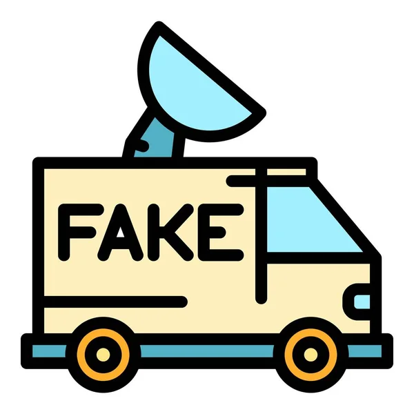 Fake News LKW Symbol Farbe Umrissvektor — Stockvektor