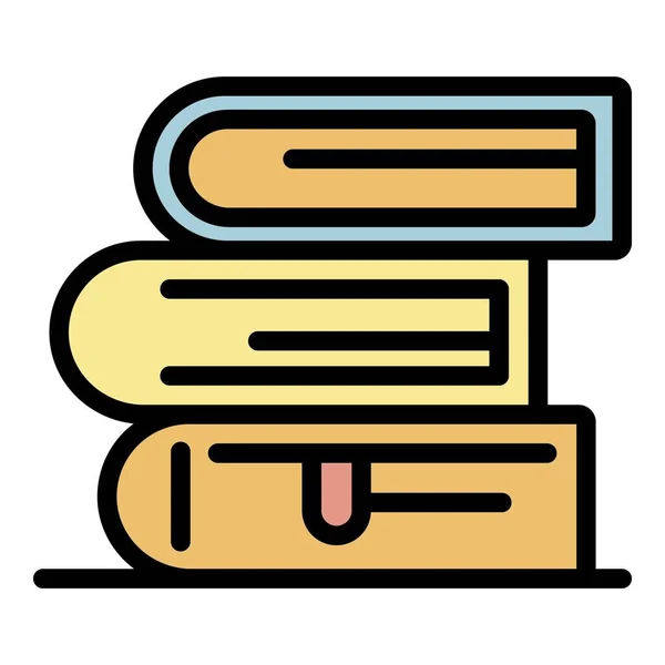 Pila de libros icono color contorno vector — Vector de stock