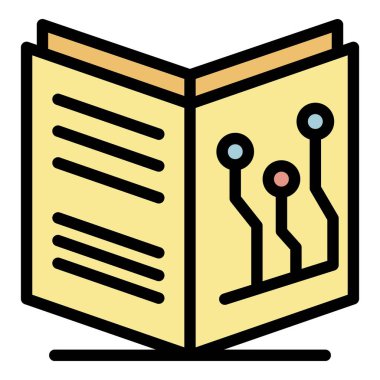 Elektronik kitapçık simgesi renk ana hatları vektörü
