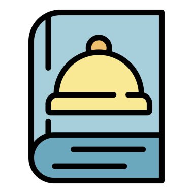 Yemek kitabı simgesi renk ana hatları vektörü