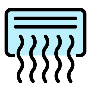 Çalışan klima simgesi renk ana hatları vektörü