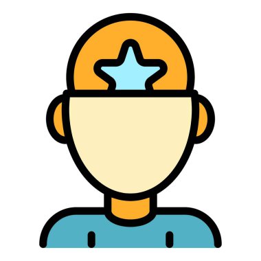 Yaşam becerisi düşünme simgesi renk ana hatları vektörü