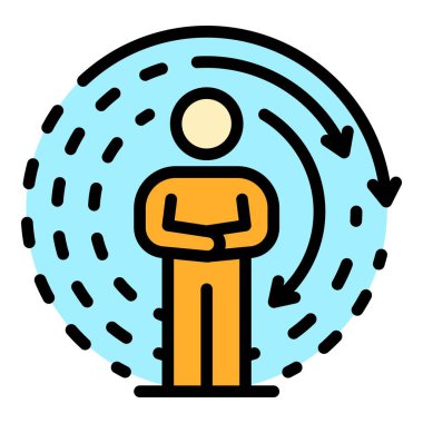 Sakin yaşam becerileri ikonu renk ana hatları vektörü