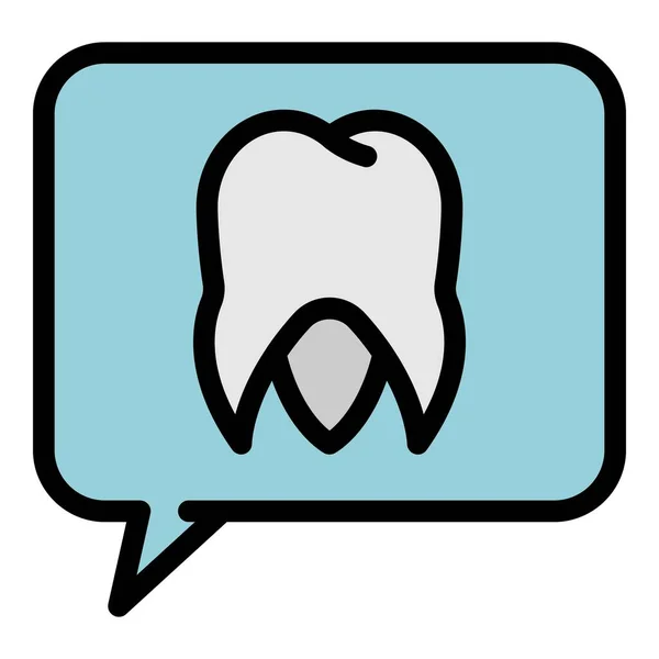 Zahn im Chat-Wolkensymbol Farbumrissvektor — Stockvektor