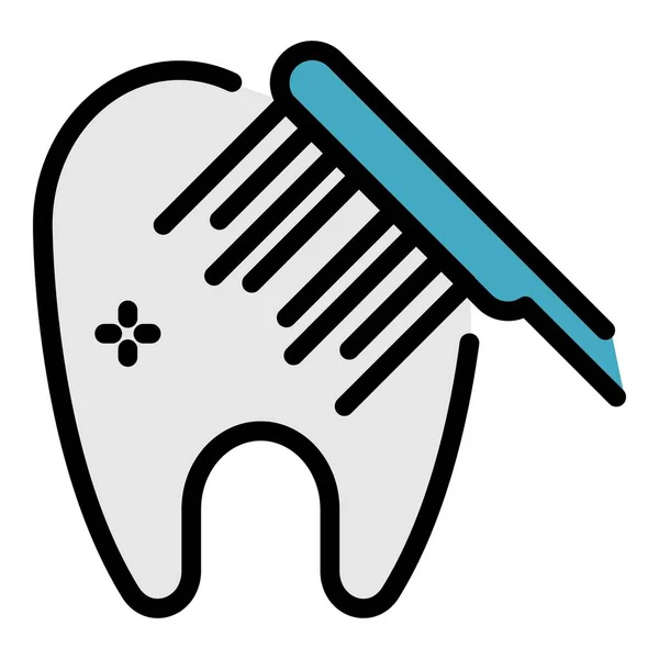 Diş fırçası fırçası diş fırçası ikonu renk ana hatları vektörü — Stok Vektör