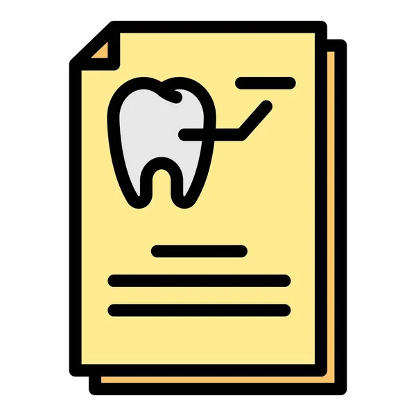 歯カードアイコンカラーアウトラインベクトル — ストックベクタ