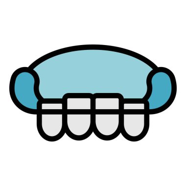 Üst sıra diş simgesi renk ana hatları vektörü