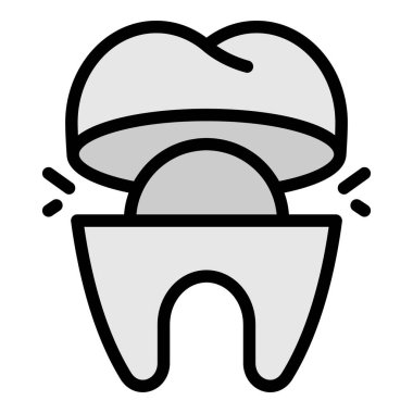 Kesme diş simgesi renk ana hatları vektörü