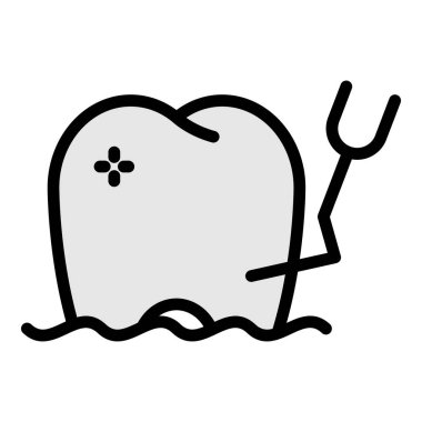 Diş simgesi renk dış hat vektörünü bırak