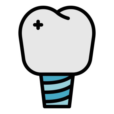 Seramik diş simgesi renk ana hatları vektörü