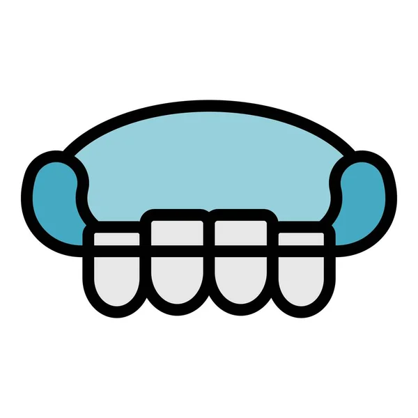 Верхний ряд вектора контура иконки зубов — стоковый вектор
