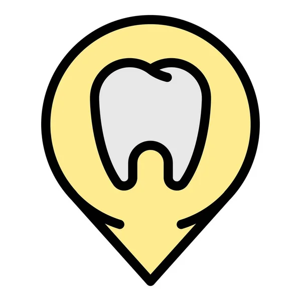 Ząb w punkcie kontrolnym ikona kolor zarys wektor — Wektor stockowy