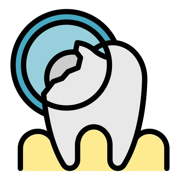 牙齿病理学图标颜色轮廓矢量 — 图库矢量图片