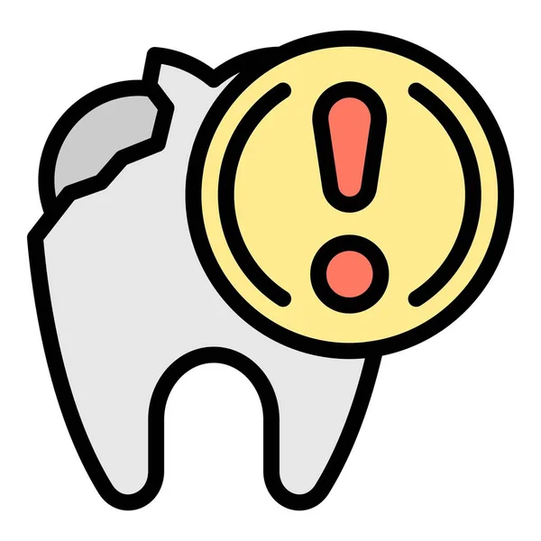 Diş ünlem simgesi renk ana hatlarını aç — Stok Vektör