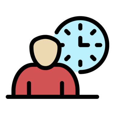 Görev zamanı simgesi renk ana hatları vektörü