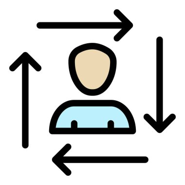 Avatar görev pazarlama simgesi renk ana hatları vektörü