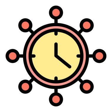 Retro duvar saat simgesi renk dış hat vektörü