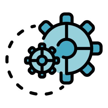 Onarım vites araçlarını izle simge renk ana hatları vektörü