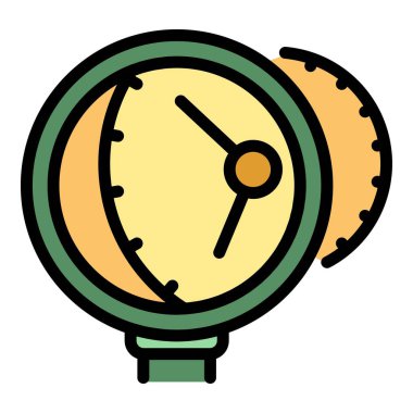 Büyüteç simgesi renk ana hatları vektörü altında onar