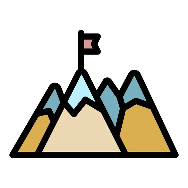 Senderismo montaña objetivo icono color contorno vector — Archivo Imágenes Vectoriales