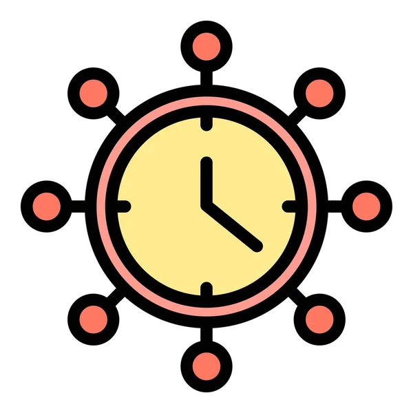 Reloj de pared retro icono color contorno vector — Vector de stock