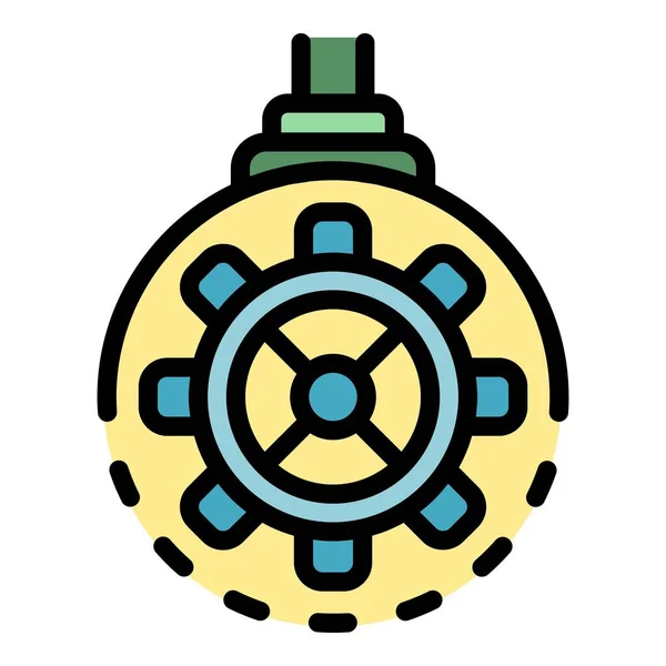 Gear wheel wall clock icon color outline vector — Stock Vector